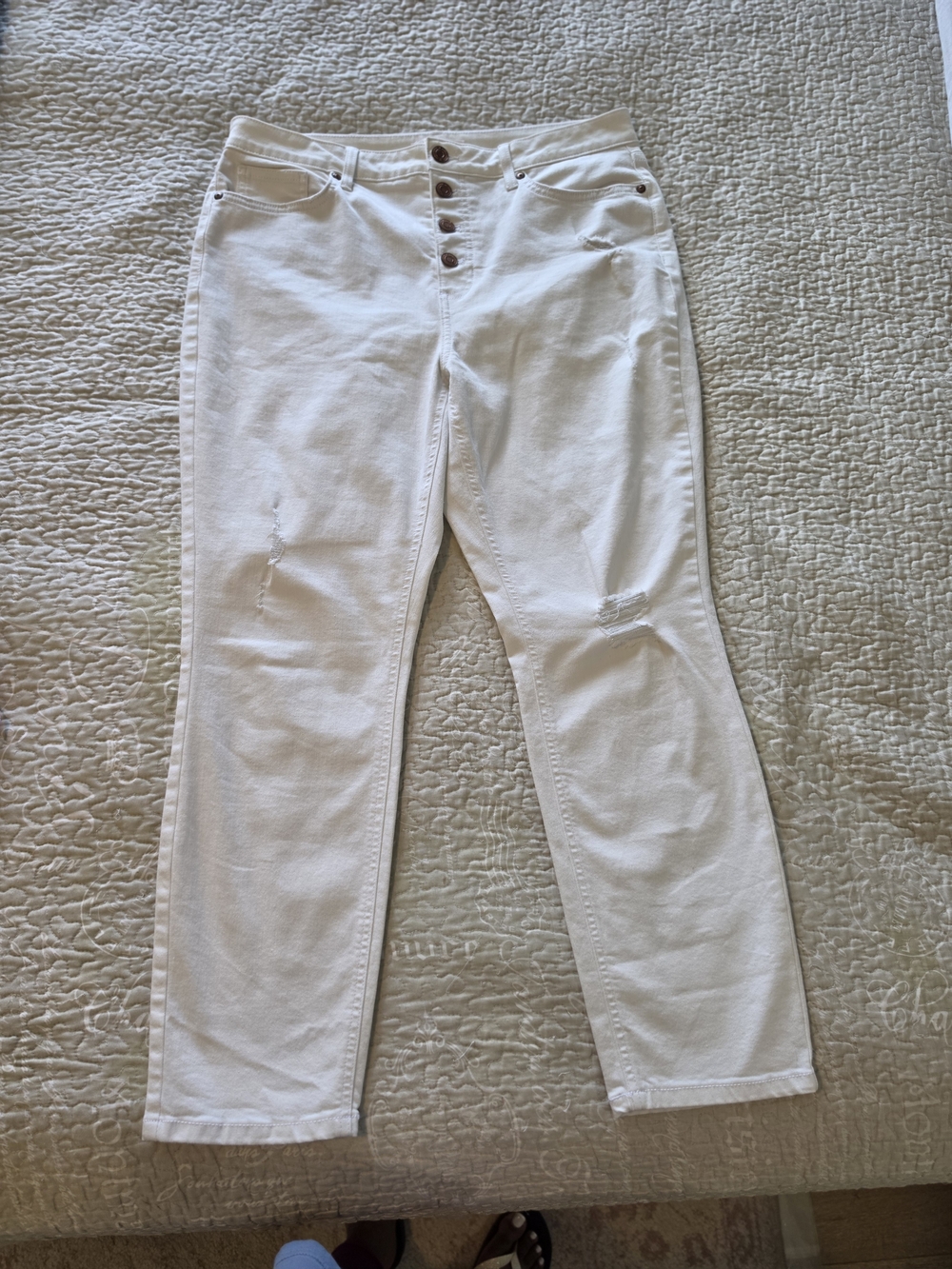 LC Lauren Conrad White Straight-Leg Jeans with Button Fly